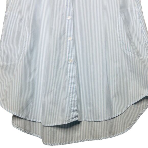 Miss Elaine Short Nightgown Size XL Sleeveless Button Stripe Cotton Light Blue - Picture 4 of 13